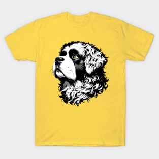 Stunning and Cool Bolognese Monochrome and Gold Portrait for Father's Day T-Shirt